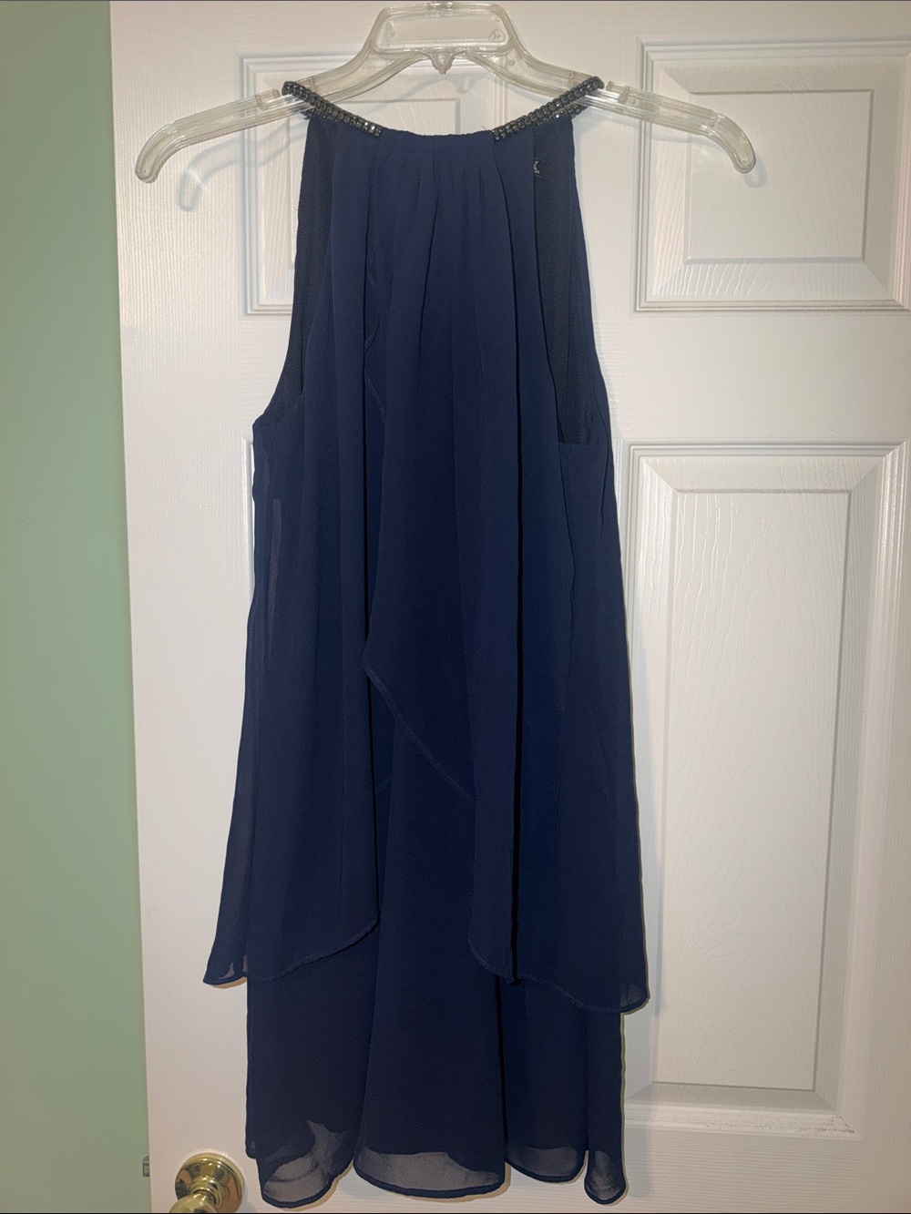 Elegant Navy Chiffon Dress
